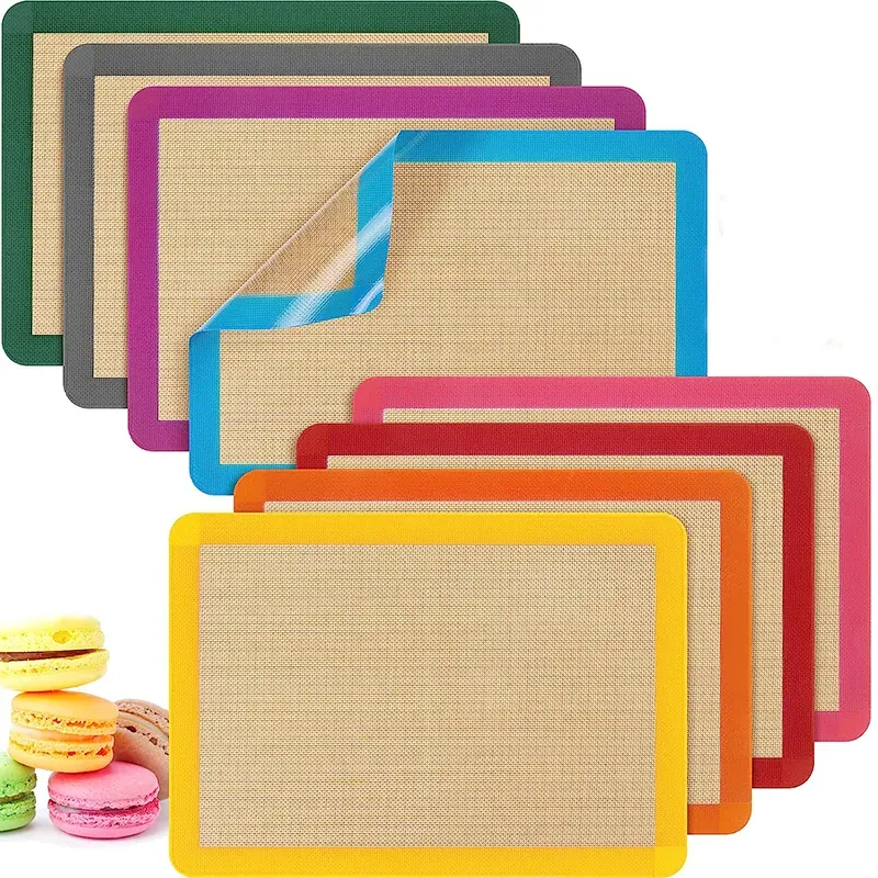 Flexible silicone baking mat rolled for storage and handling