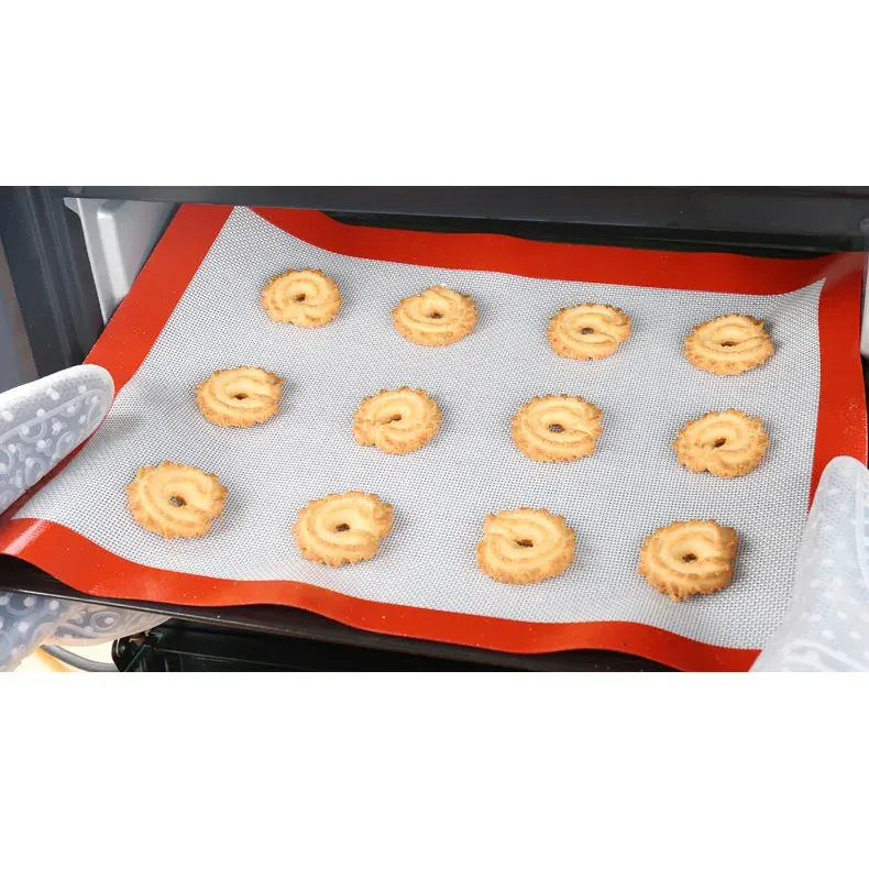 Silicone baking mat used on oven tray for bakery baking application