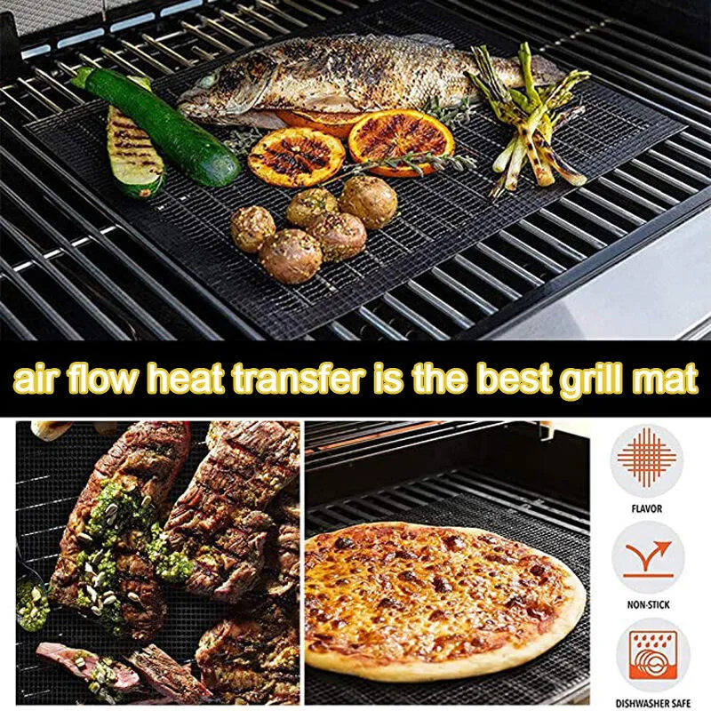 Custom cut round PTFE mesh grill mat for BBQ use