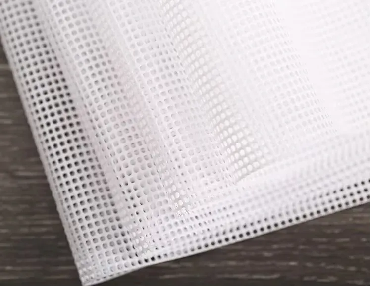 Close-up of white silicone mesh